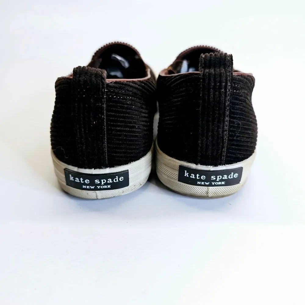 Kate Spade Slip On Sneakers Womens 7.5‎ Brown Corduroy Designer Casualwear Shoes